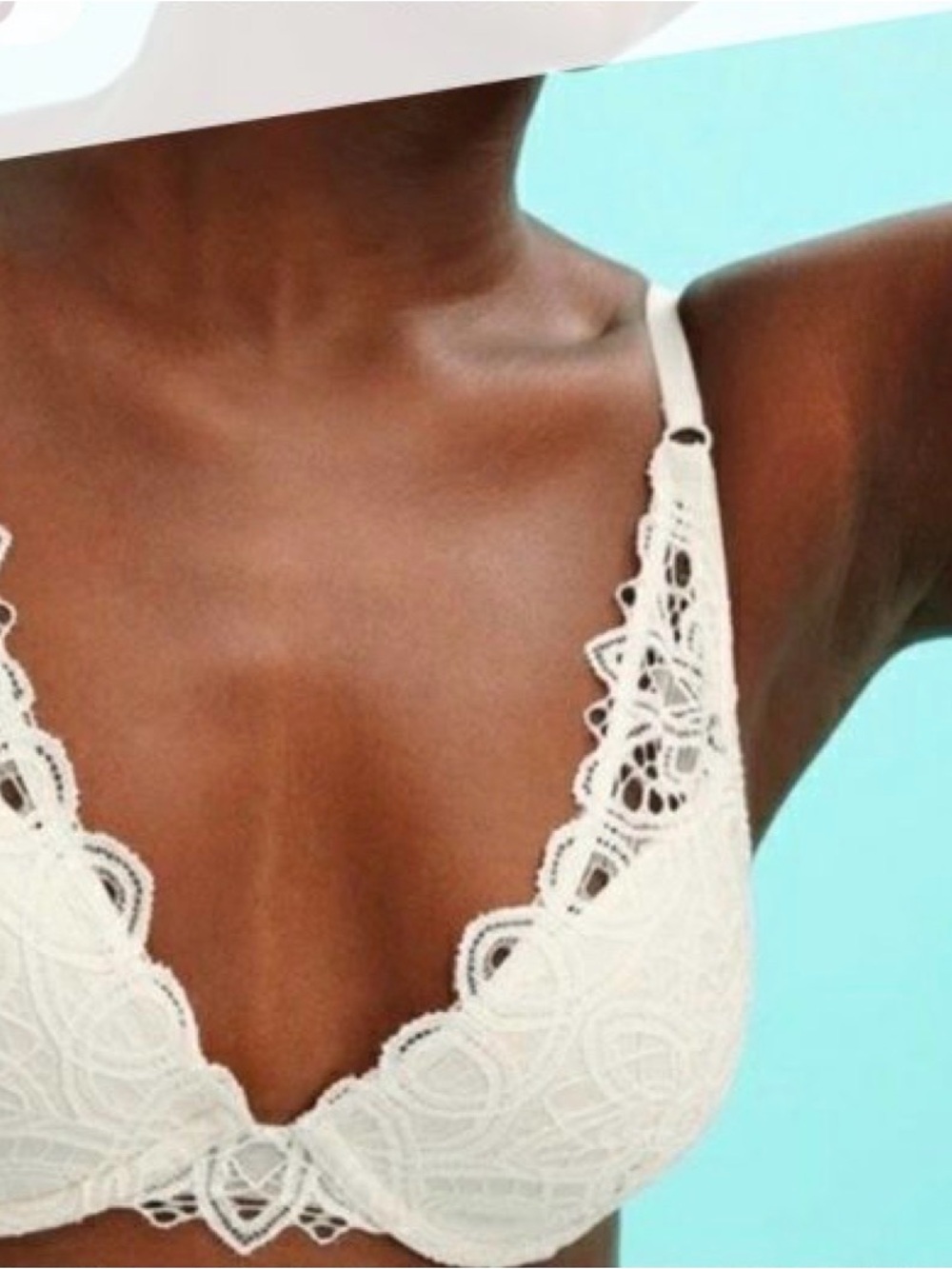 ThirdLove Boho Lace Uplift 42E Ivory white Lace Plunge Bra Padded
